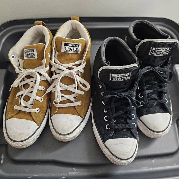 Converse Other - Converse 2 pair Bundle Mid top Canvas Sneaker Yellow & Black Men's sz 10.5